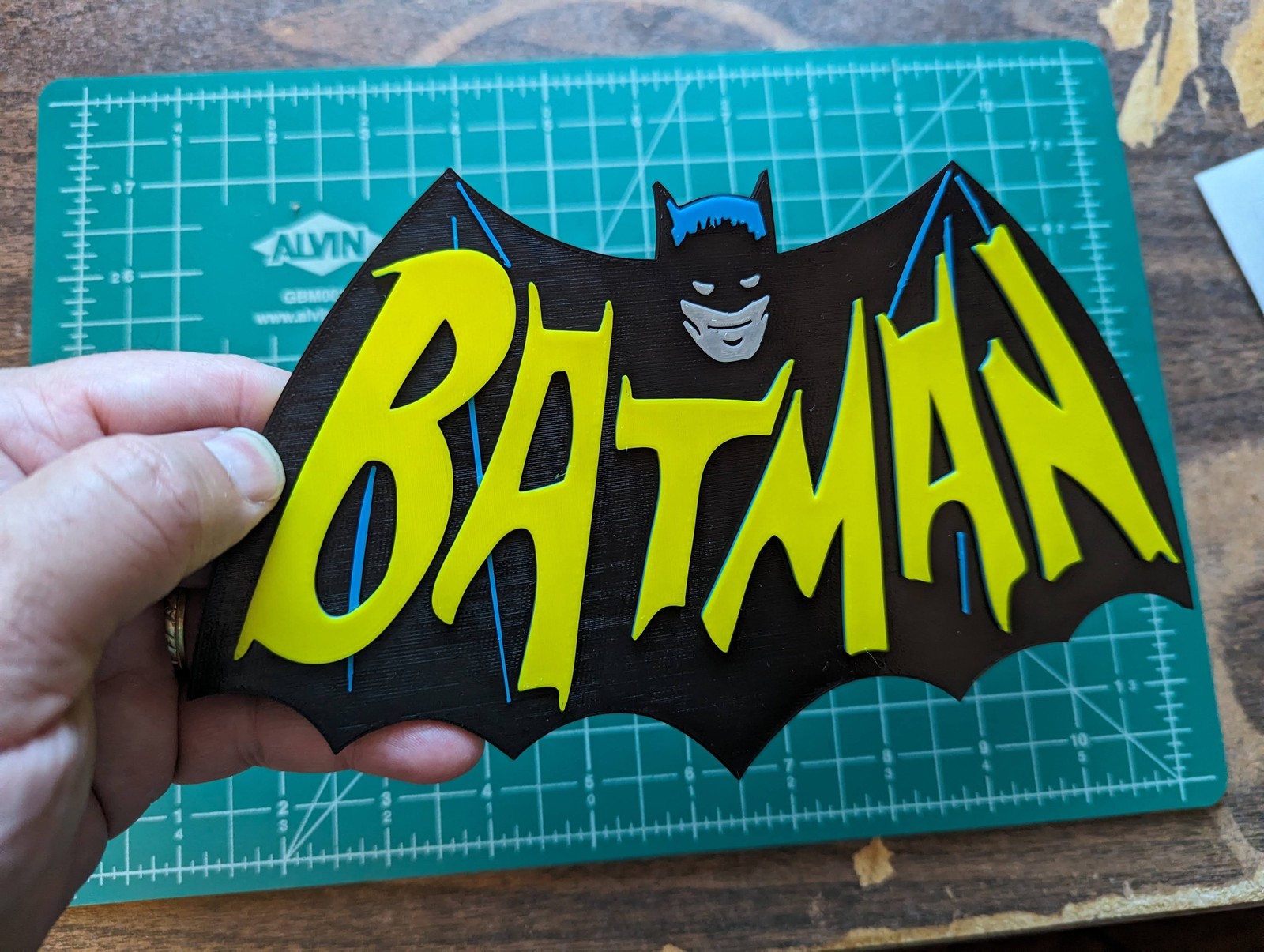 Batman cape logo 3D printed 1966 TV show classic wall mount display