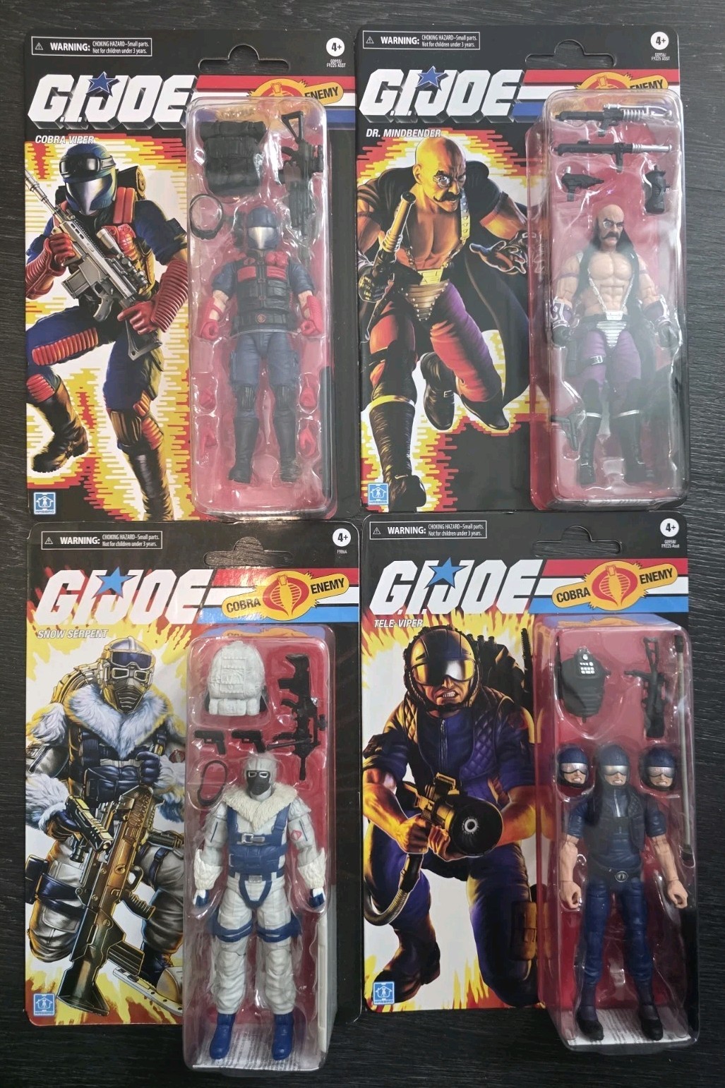 G.I.JOE Retro Card 4 Figure LOT Cobra Snow Viper Tele-Viper Dr. Mindbender