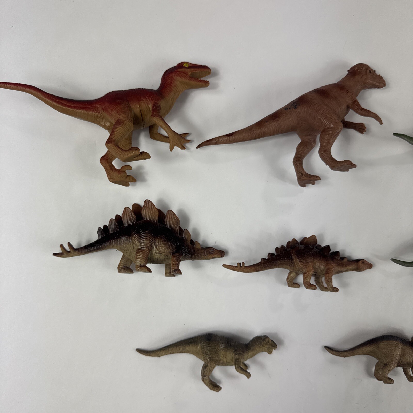 Dinosaur Plastic Toy Lot of 8 Triceratops Raptor Stegosaurus Cake Topper Figures