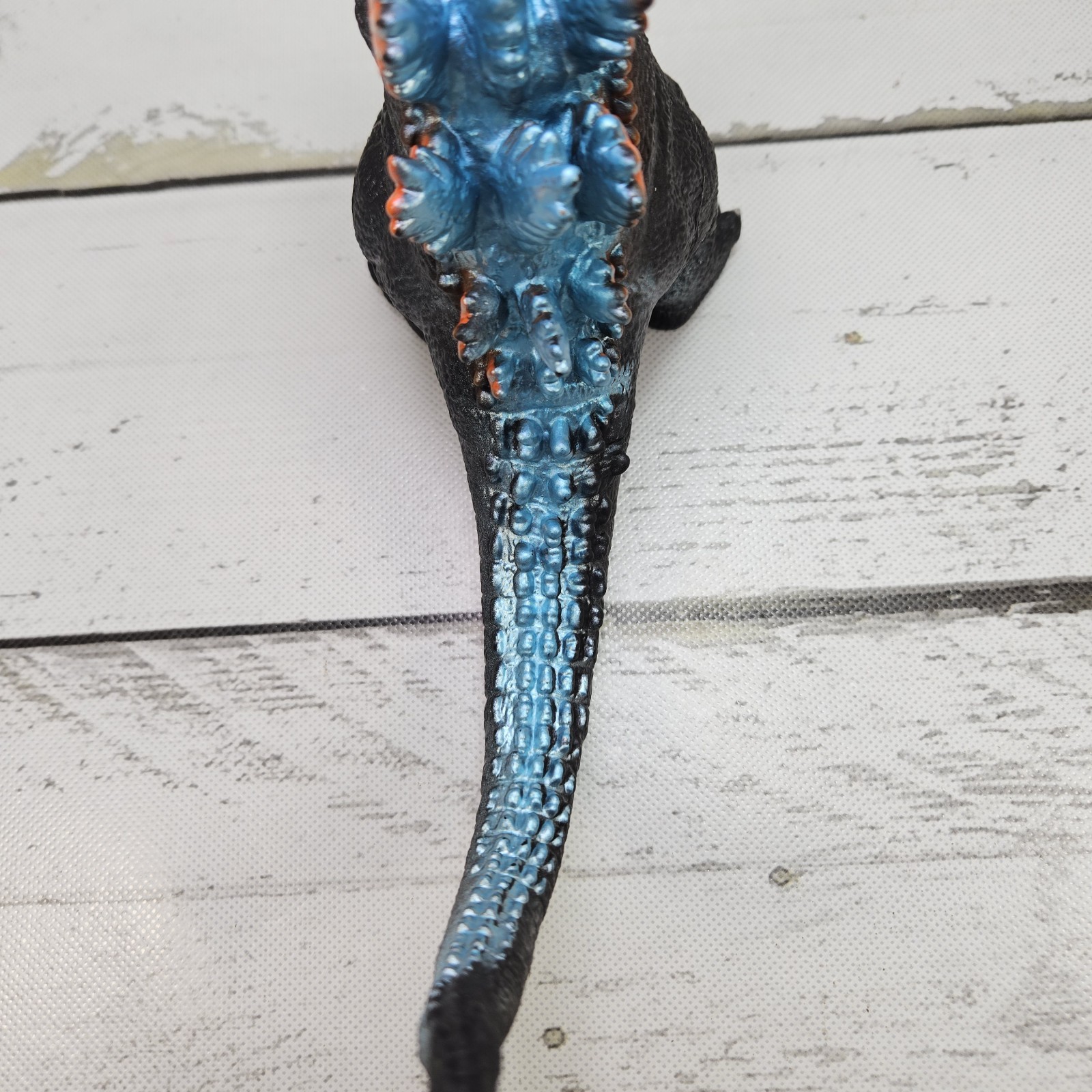 Soft Rubber Stuffed Godzilla Third Party Figure 6″ Orange Blue Spikes Read