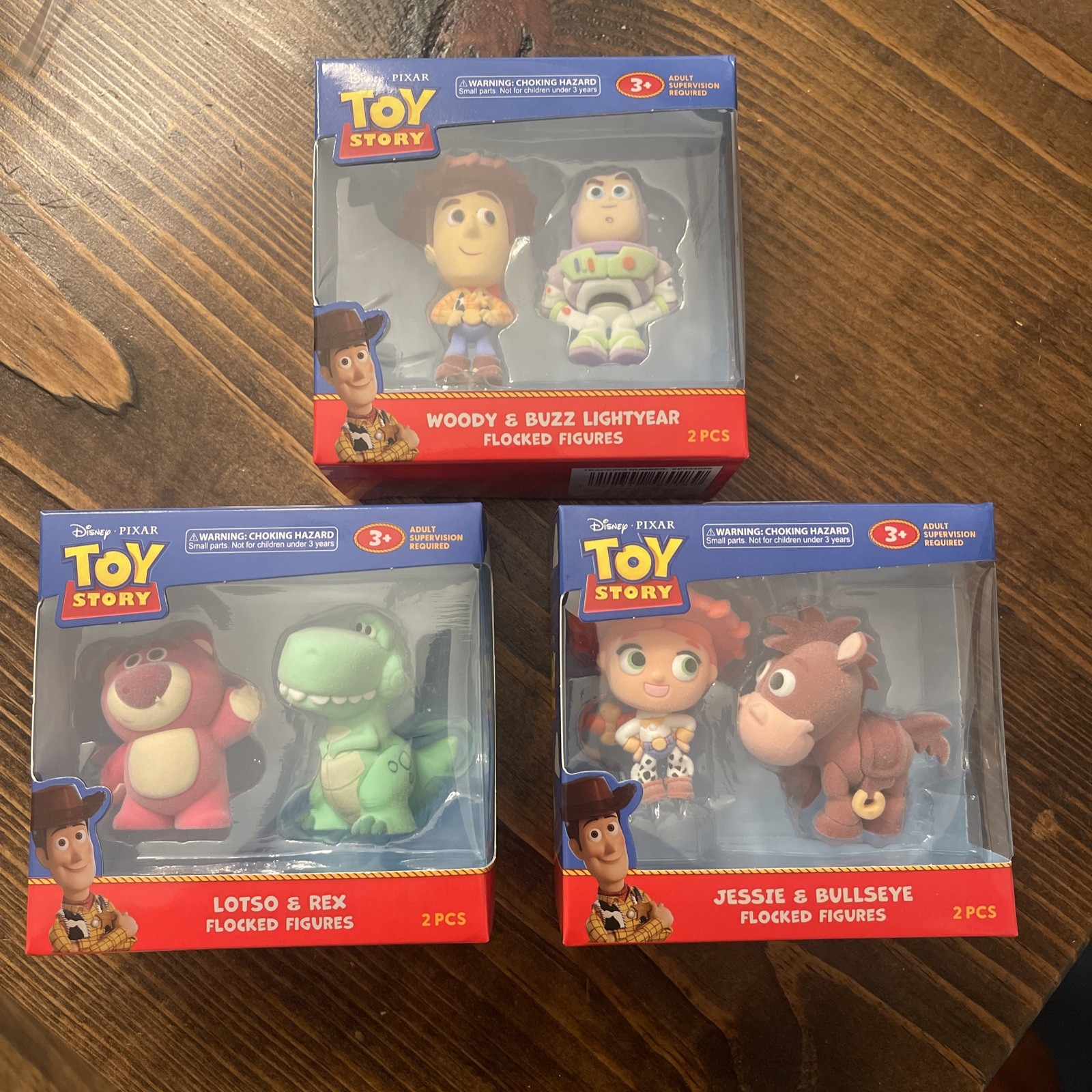 Toy Story Disney Pixar Set of 6 Flocked Figures Full Set NIB Buzz Woody Rex