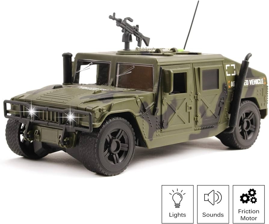 New U.S. Army Jungle Patrol Humvee Friction Light & Sound 1:16 Truck