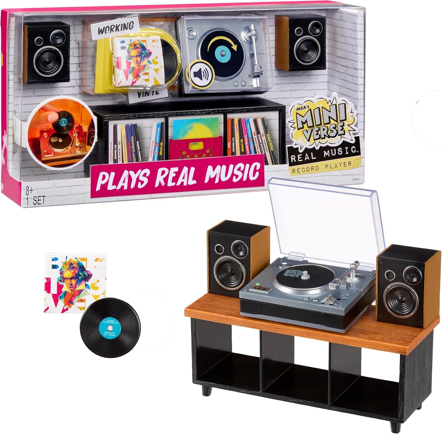 MGA’s Miniverse Real Music Record Player Mini Collectibles Mini Playable Record