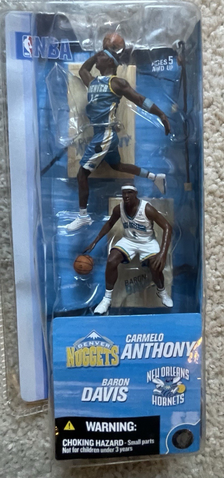 NBA McFarlane 3” Carmelo Anthony Denver Nuggets / Baron Davis Charlotte Hornets