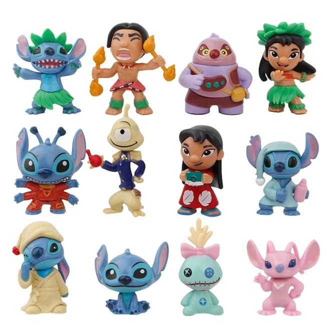 12pc Lilo & Stitch Playset 12 Figure Cake Topper Toy Doll Set Disney Birthday