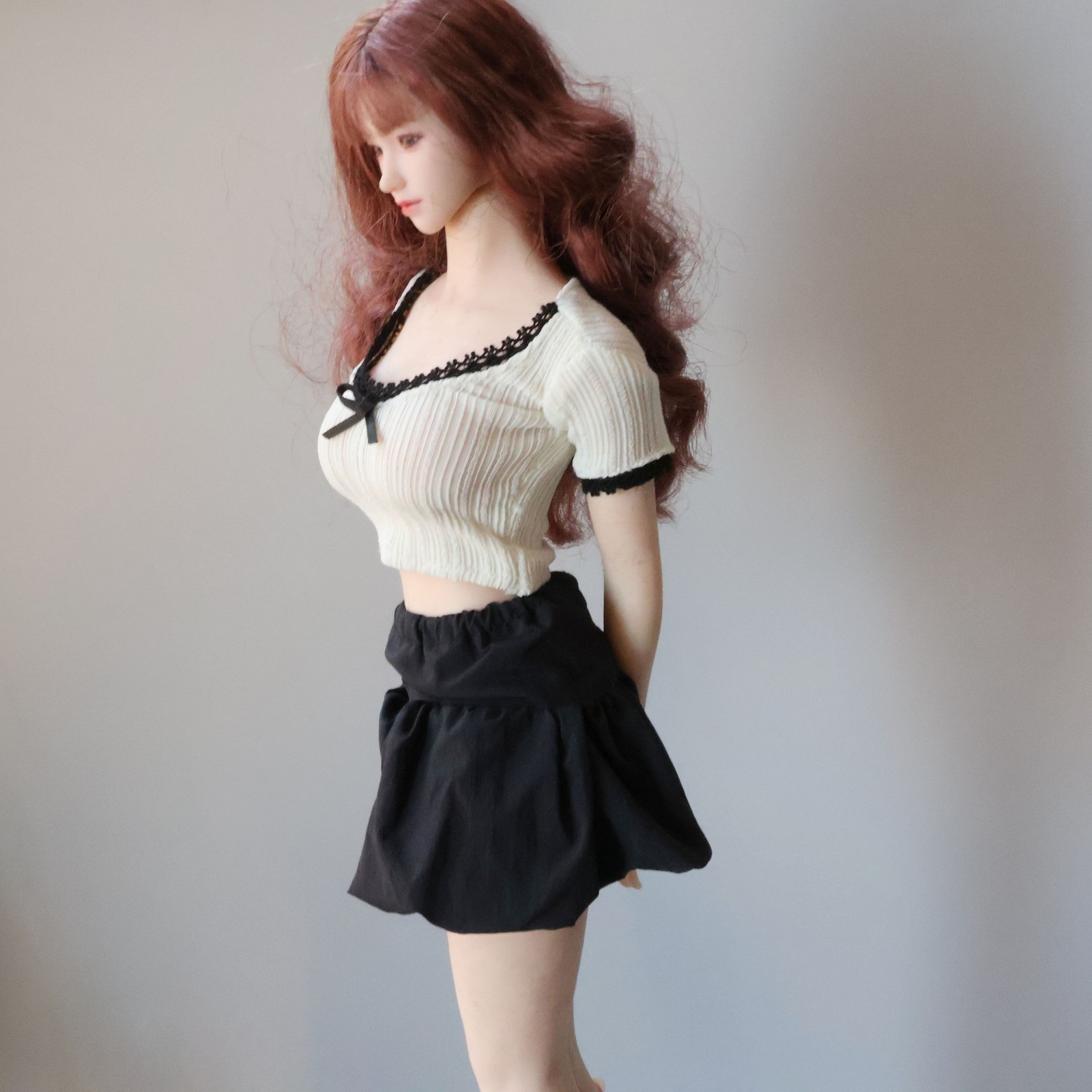 1/6 Female Knitted Short Sleeve Blouse Puffy Skirt For 12″ Action Figure Body