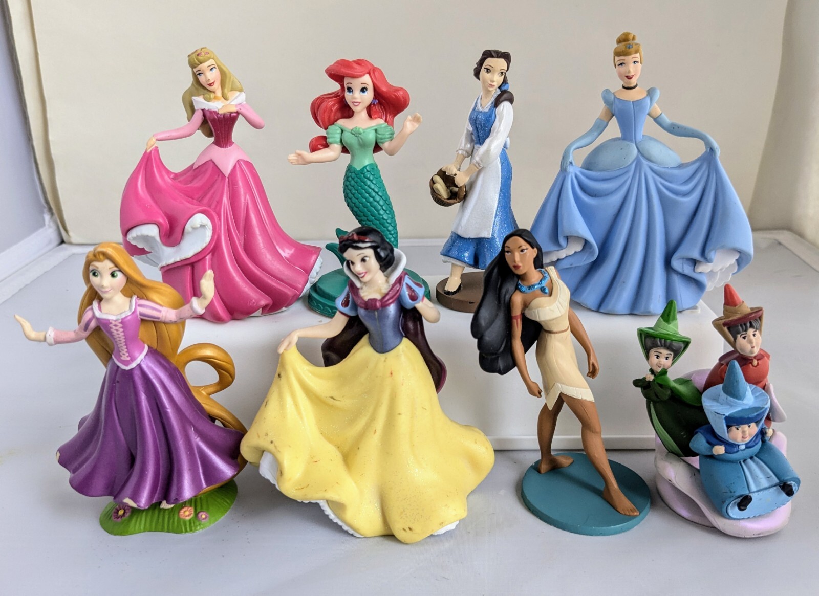 Disney Princess Cake Toppers Figures Lot Cinderella Ariel Aurora Rapunzel 3.5″