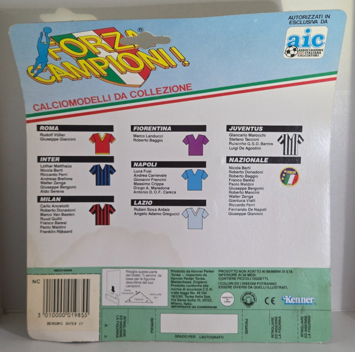 1989 Giuseppe Bergomi Forza Campioni! Italian Kenner Inter SLU Sealed World Cup