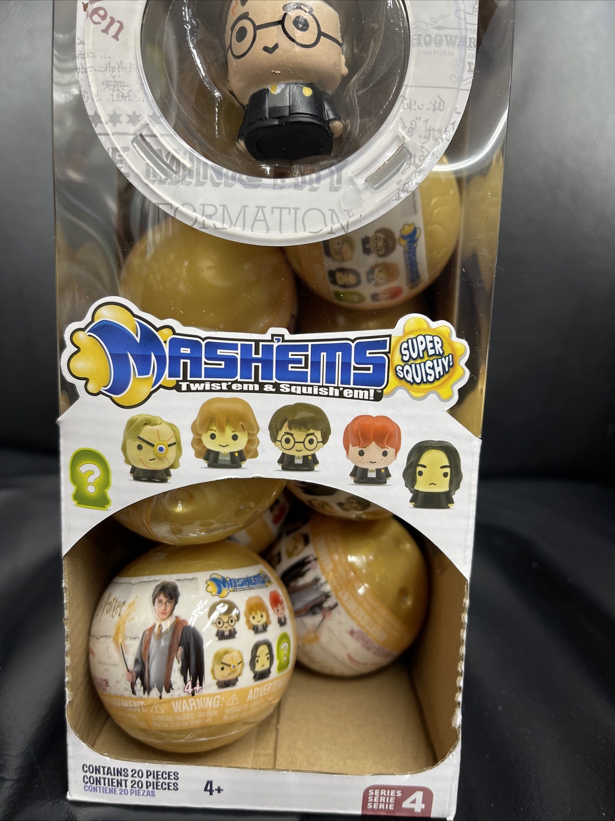 harry potter mashems series 4.-box of 20 squishy blind ball display box.