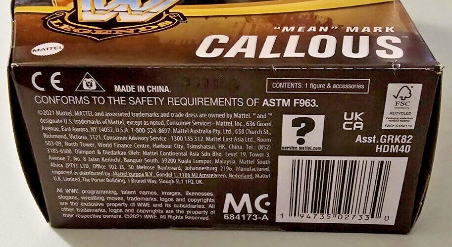 WWE Elite Legends Series 14 Mean MARK CALLOUS Wrestling Figure Mattel NIB