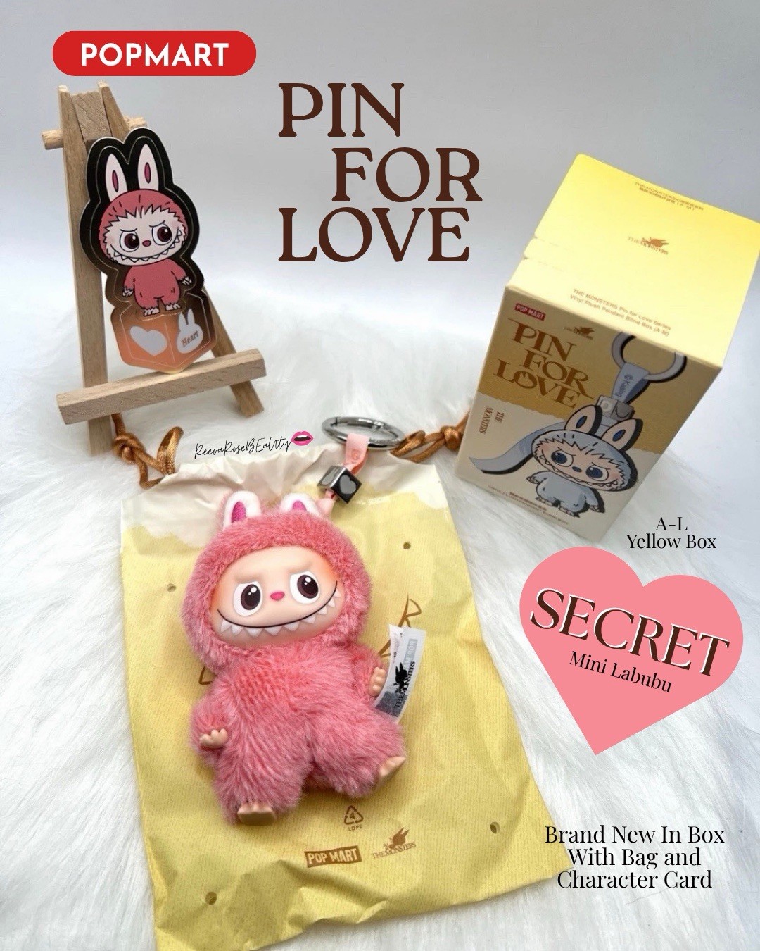 SECRET HEART P4L Authentic Pop Mart PIN FOR LOVE Labubu Pink NEW A-M Monsters