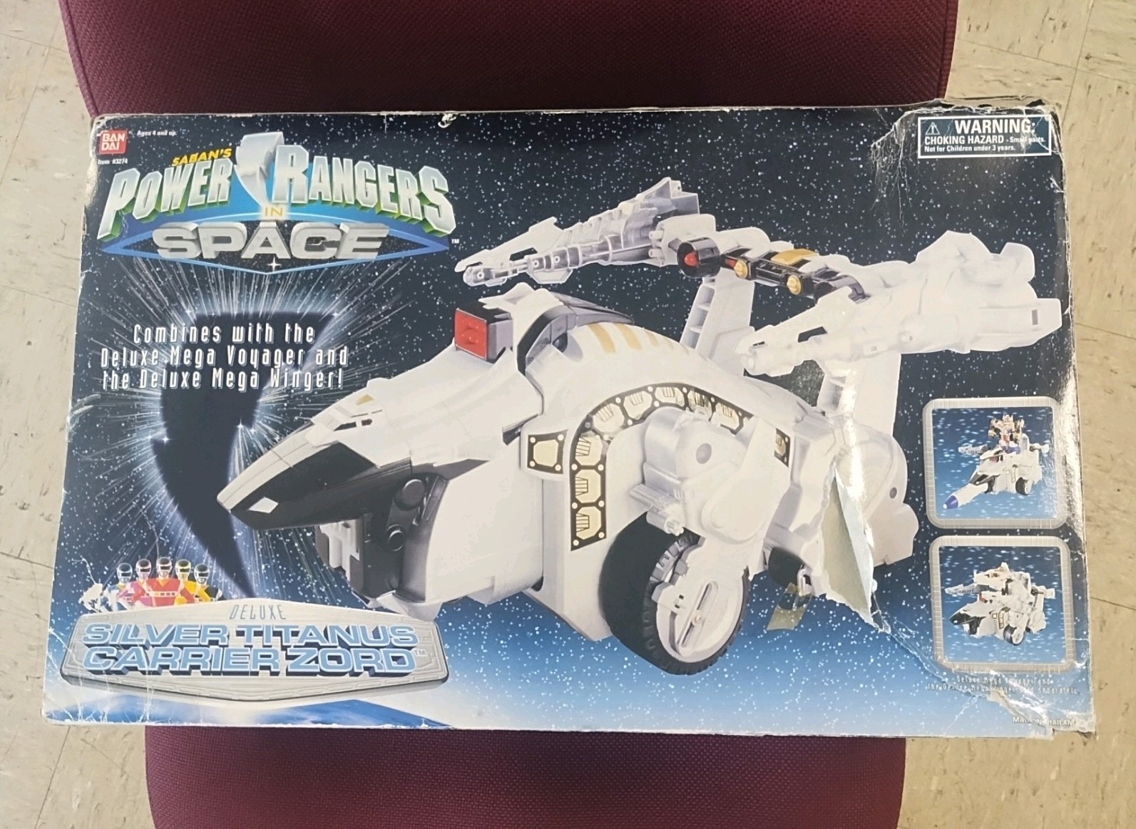 Power Rangers In Space Silver Titanus Carrier Zord with Damaged Box (As-Is)