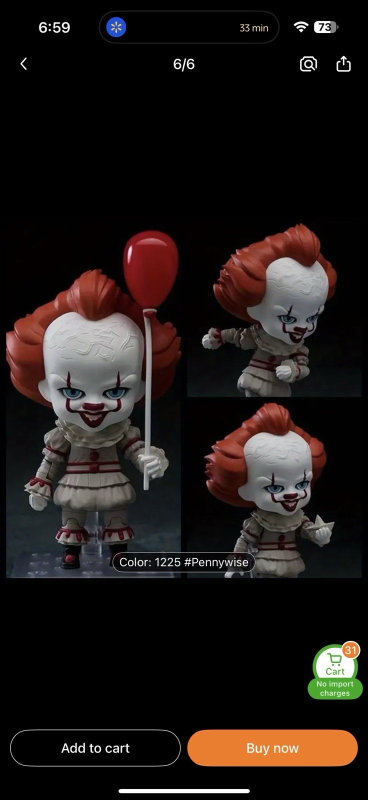 1225 Pennywise Action Figure Age With Balloon And Sewer, 4 Inches 15 And Up