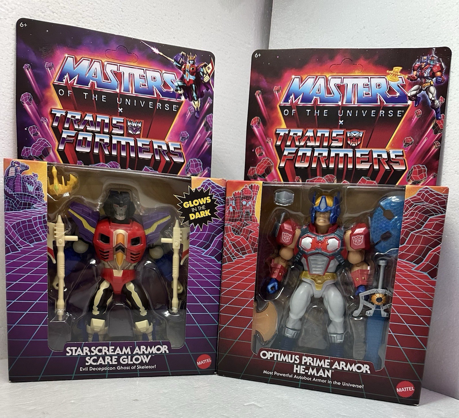 Masters Of The Universe x Transformers He-Man Optimus Prime + Scare Glow Set New