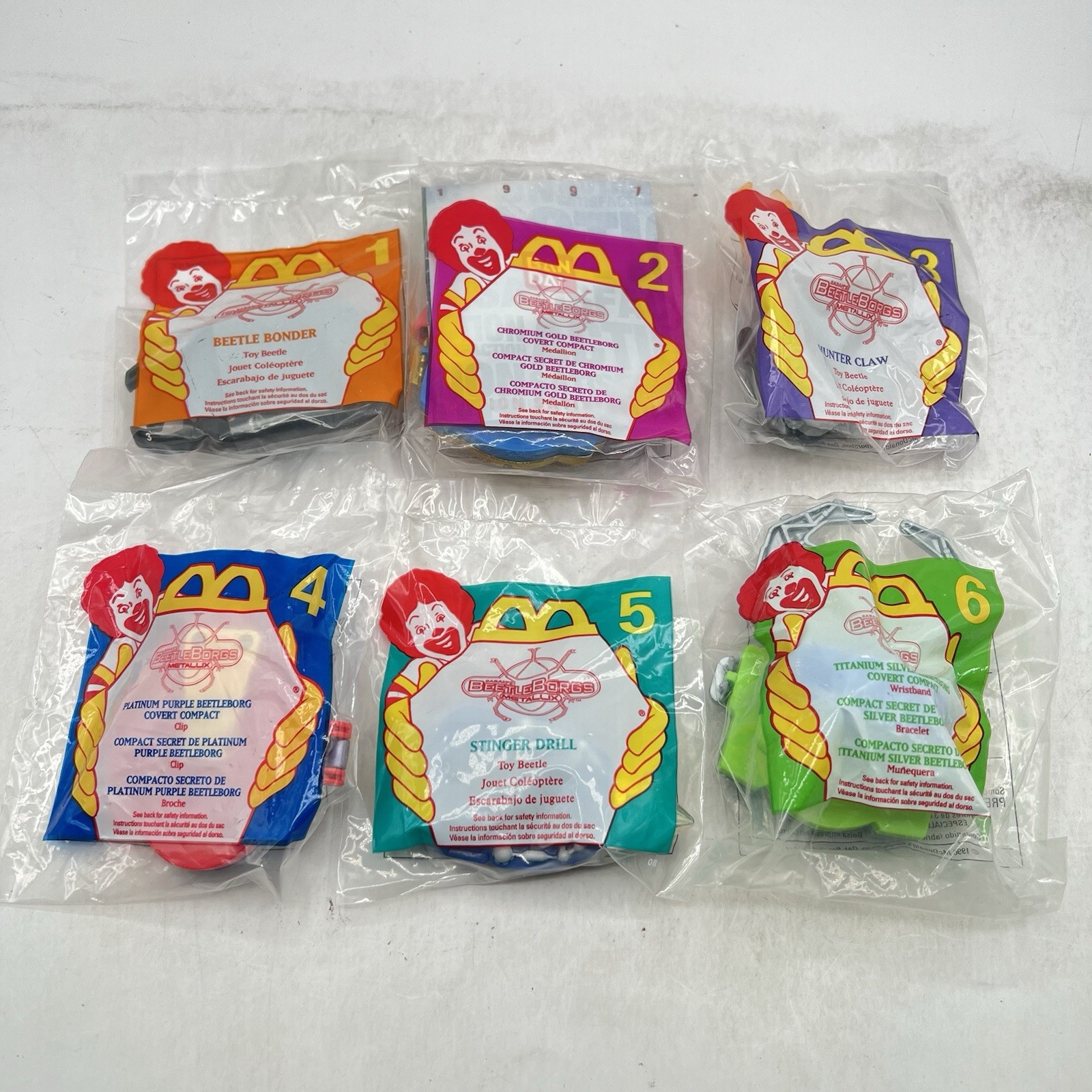 McDonalds 1996 Saban’s Beetleborgs Metallix Happy Meal Complete Toy Set of 6