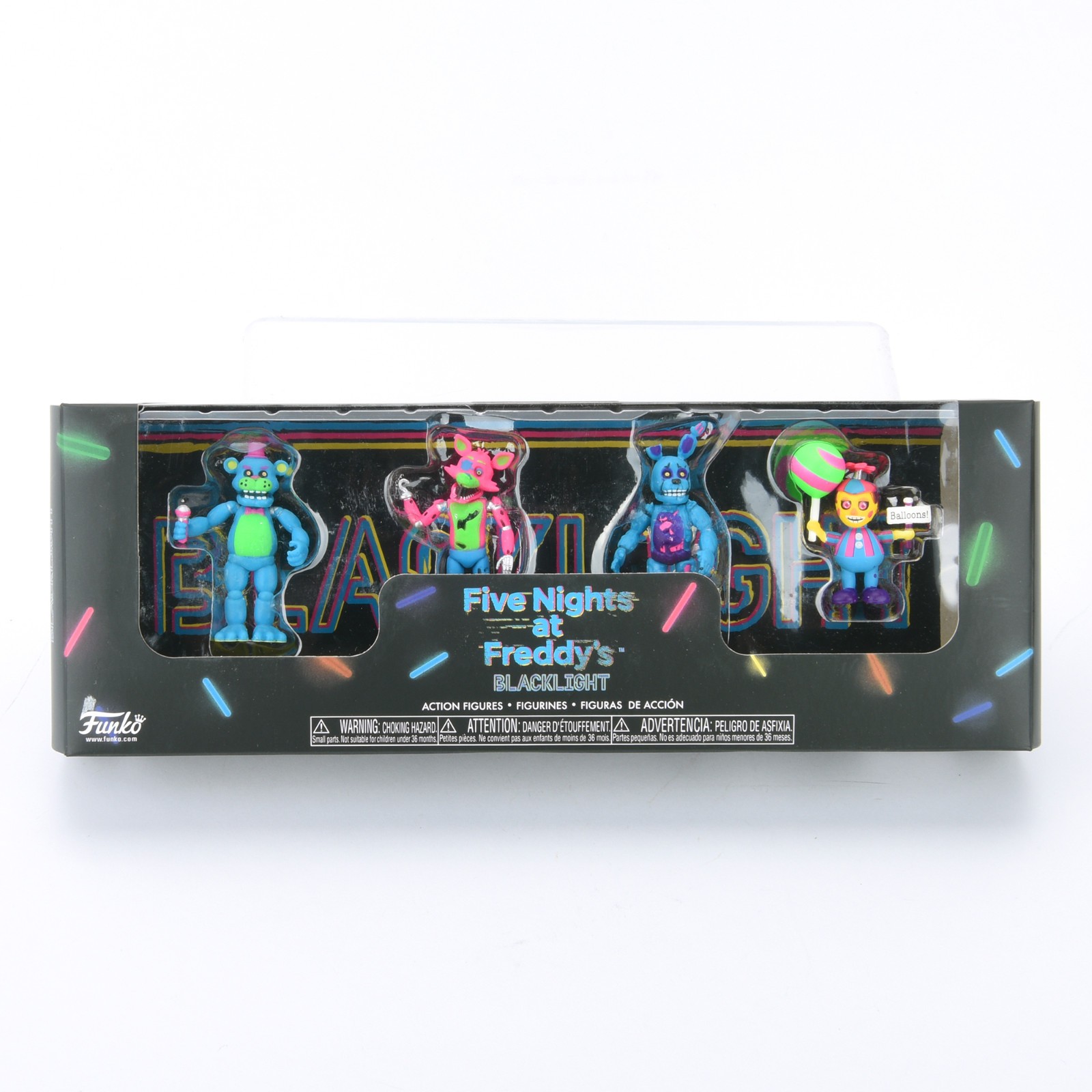 Five Nights At Freddy 2″ 4 Blacklight Figure Set Foxy Golden Ballon Toys