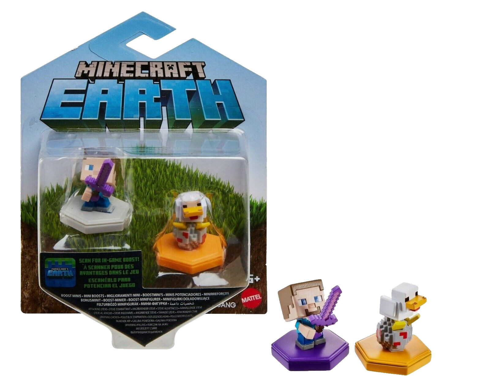Minecraft Earth Boost Minis Attacking Steve Spawning Chicken/ 6 years and up NEW