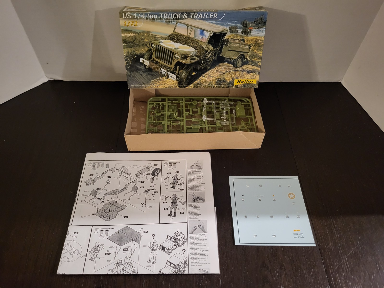 US 1/4 Ton Truck & Trailer 1:72 HELLER Model MIB NEW Unbuilt