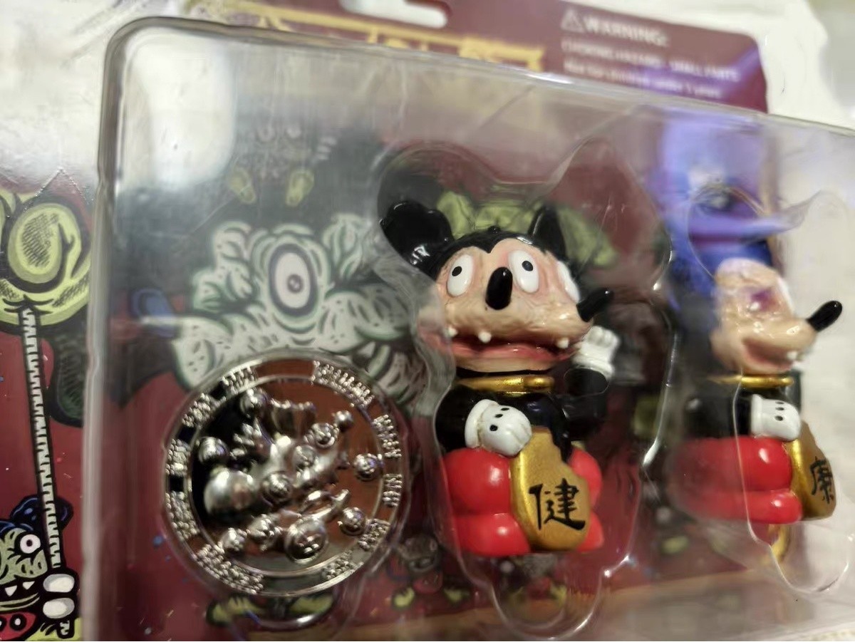 Diemouse×Big Lucky KAIJU Micky Mouse Health Black Red Silvery Set Sofubi Figure