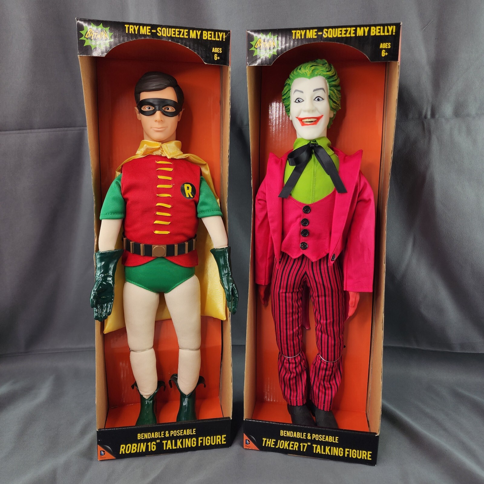 Batman 1966 Classic TV Series THE JOKER & ROBIN 17″ Talking Figure Set DC NEW