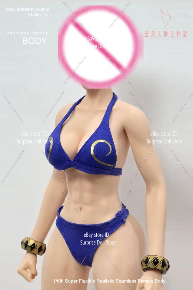 YM507 1/6 Big Bust Waist Muscular Female Body W/Details Pale 12”Flexible Figure