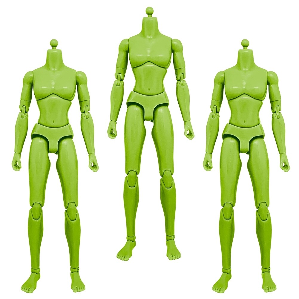 Set of 3 Deluxe FEMALE 6 inch Articulated Green Action Figures