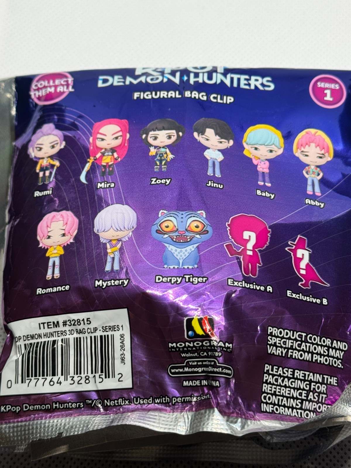 JINU Official Netflix KPOP K-POP Demon Hunters Figural Bag Clip OPEN BAG NEW