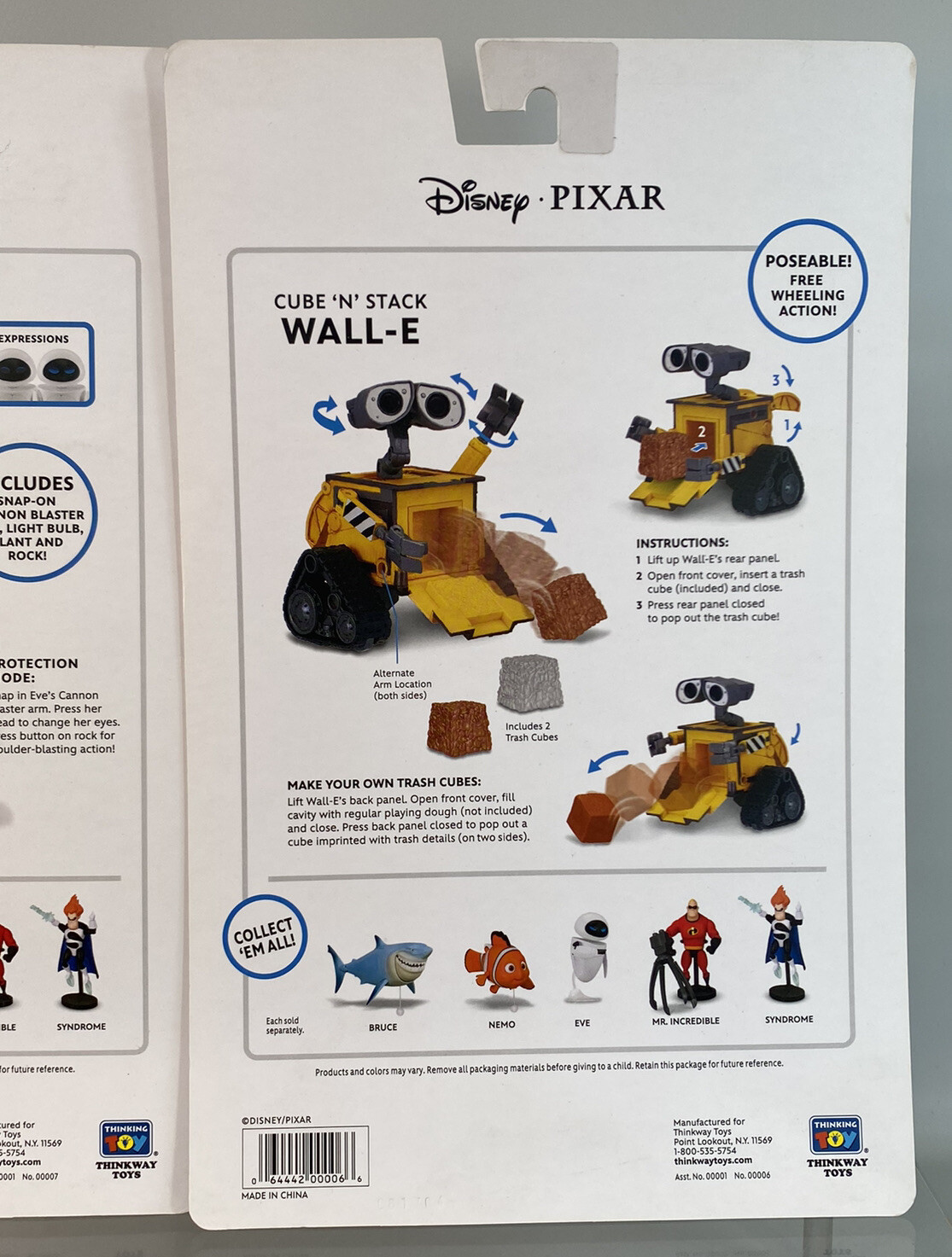 Disney Thinkway Cube Stack Wall-E Search N Protect EVE 6” Figure Cardbacks ONLY