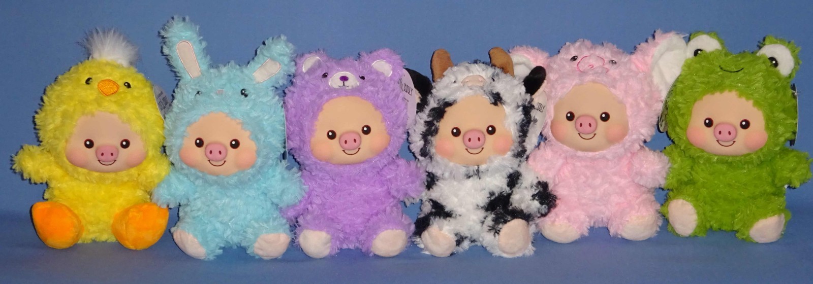 Pig in Costume-PLUSH Cow-Bear-Frog-Chick-Rabbit-Elephant-Vinyl Face-Soft Body-NW