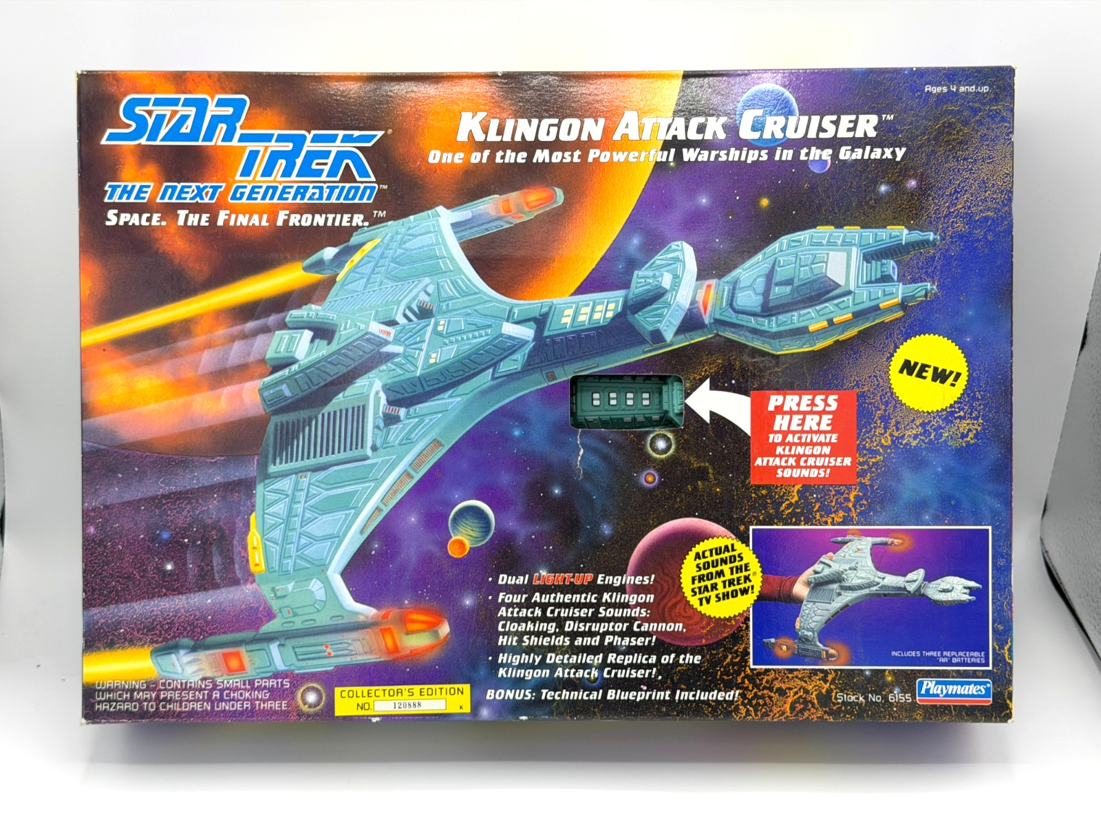 1993 Playmates Star Trek The Next Generation KLINGON ATTACK CRUISER New Sealed