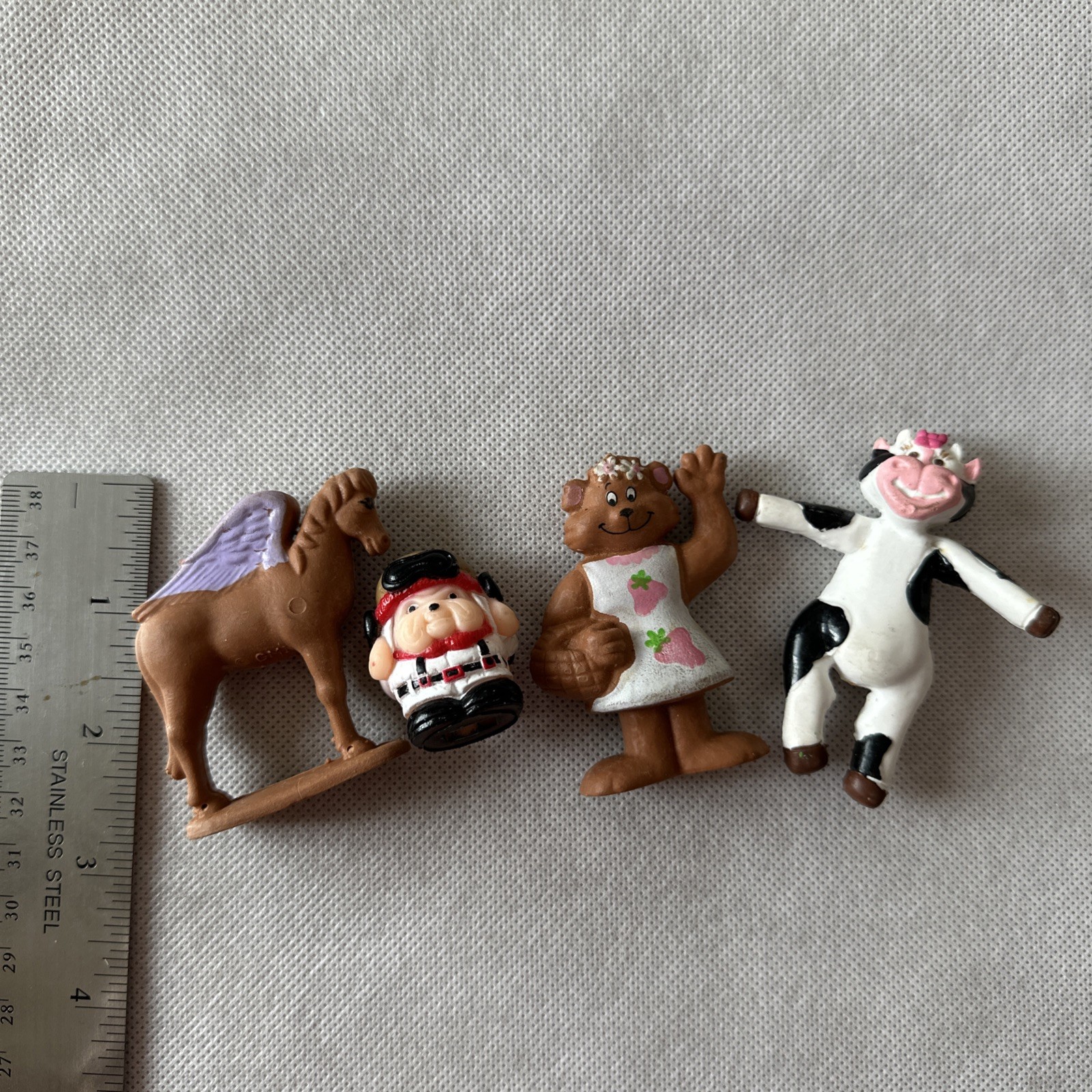 Miniature Figurines Lot of 4 Cow Bear Pig Airplane Animal Toy Figures Mixed