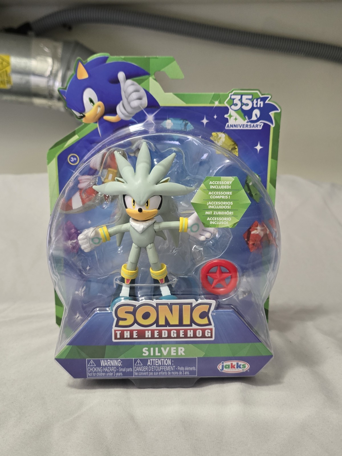 Jakks Pacific Sonic The Hedgehog Silver 4″ w/ Red Star Spring 35th Anniversary