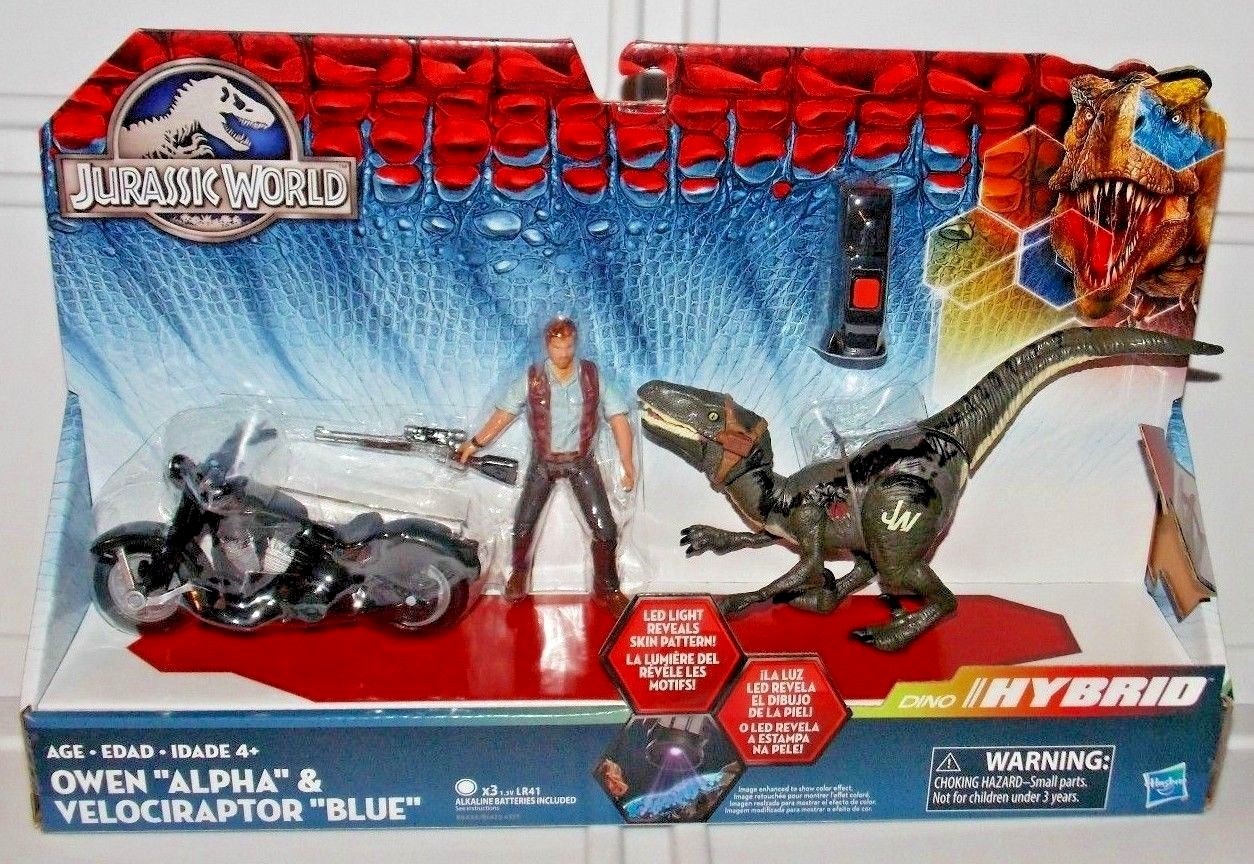 Jurassic World Dino Hybrid Owen Alpha Velociraptor Blue Raptor Action Figure Set