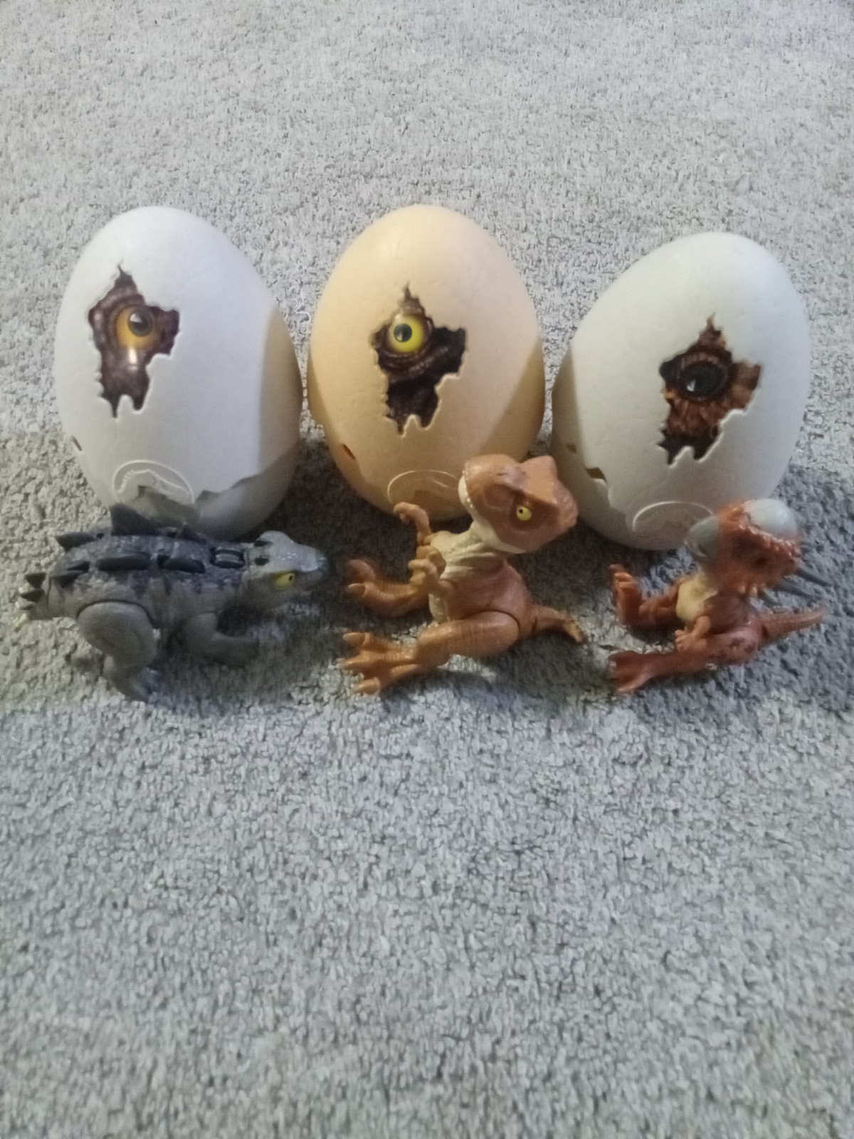 Jurassic World Hatch N’ Play Lot Of 3 Tyrannosaurus Rex Stegosaurus Stygimoloch