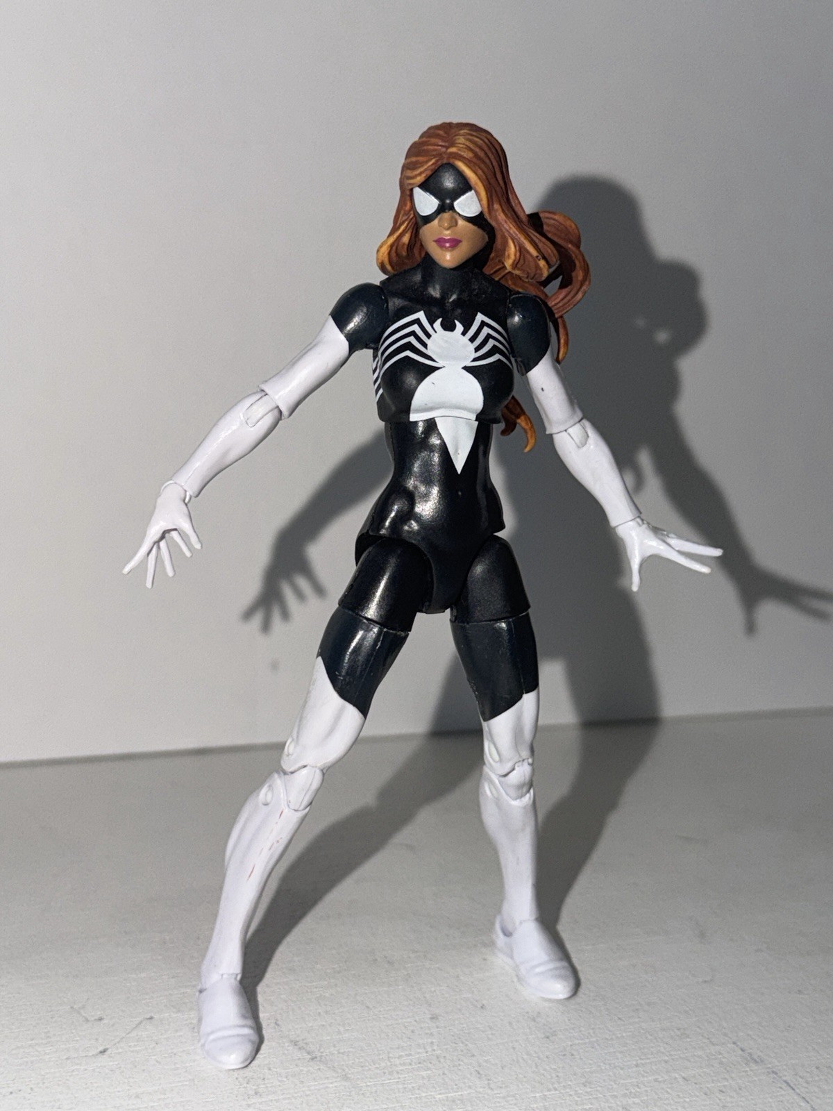 Spider-Woman Action Figure, Marvel Legends – Black/White Suit, Red Hair,