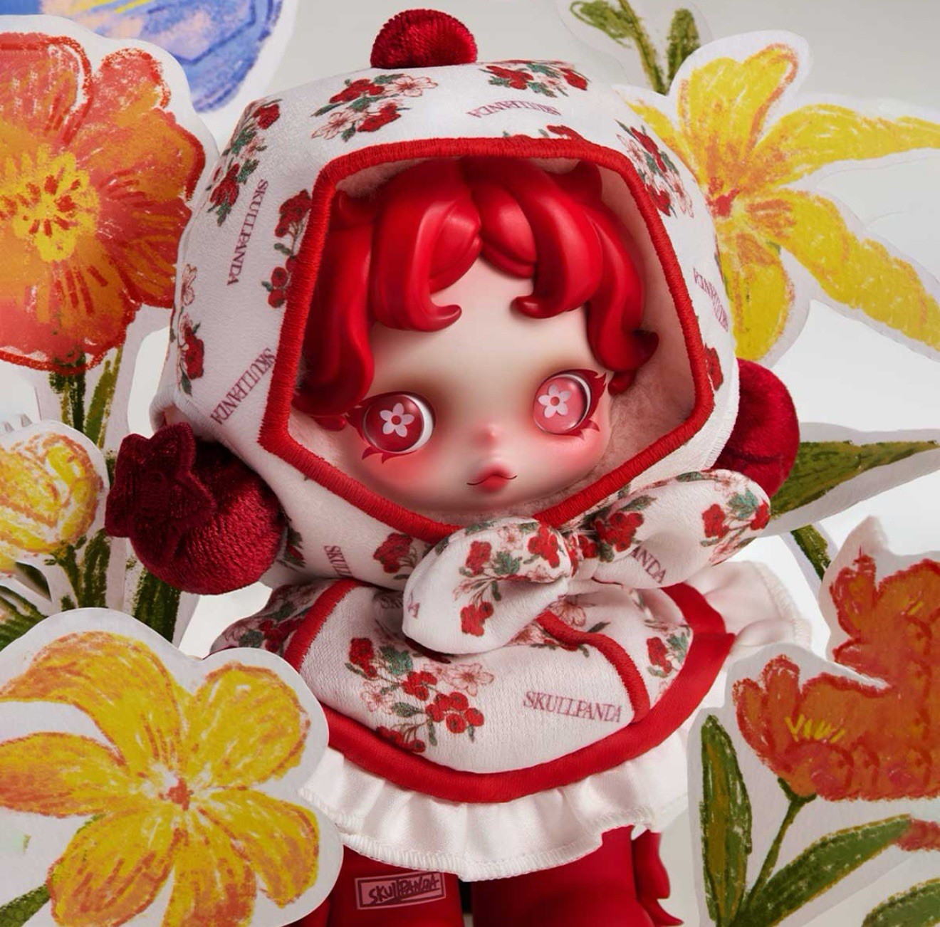 Authentic Pop Mart SKULLPANDA Amid Flowers Plush Doll Pendant