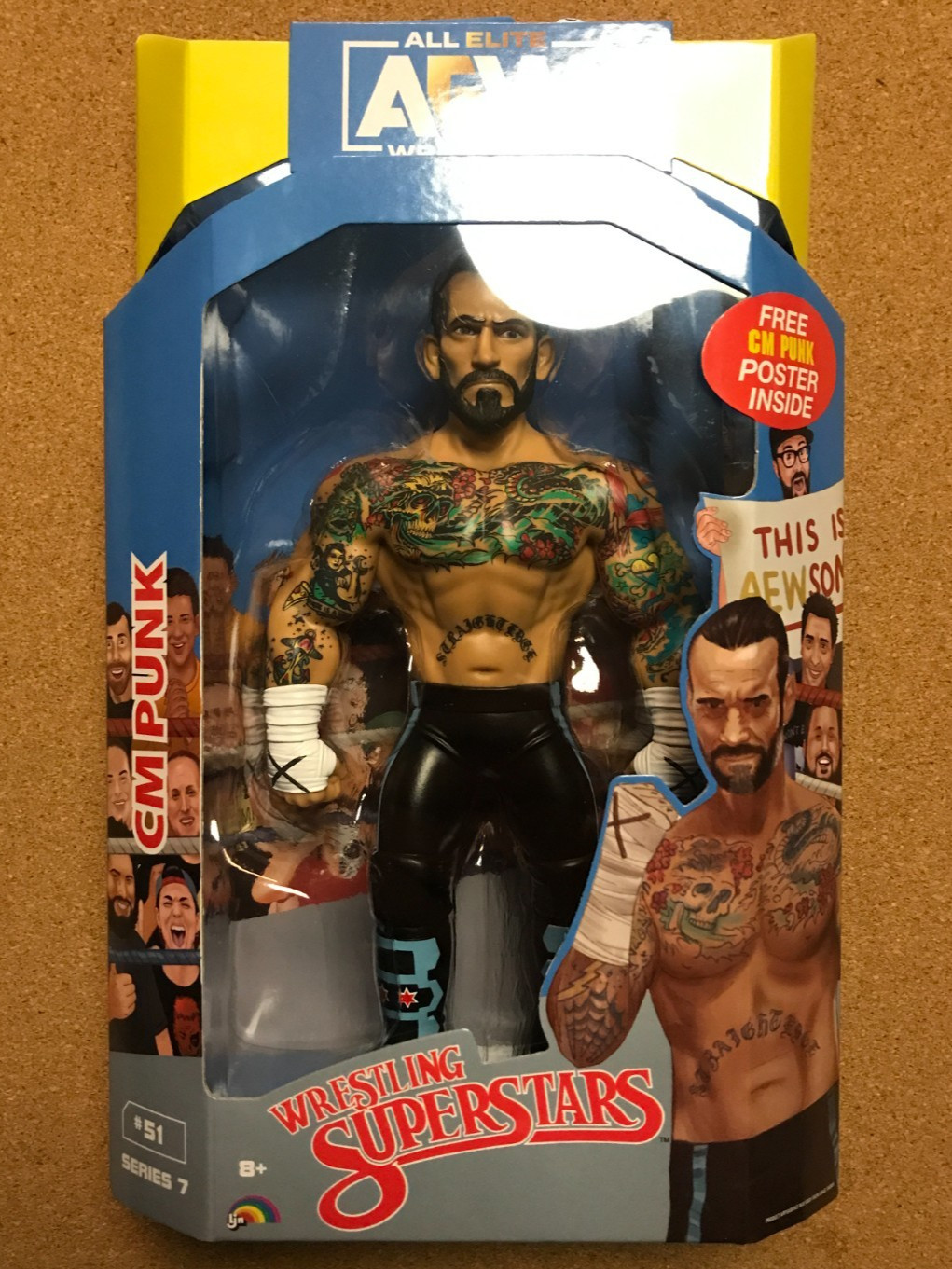 CM PUNK / LJN Figure / AEW Unmatched Series 7 / #51 / NEW! / with defender case