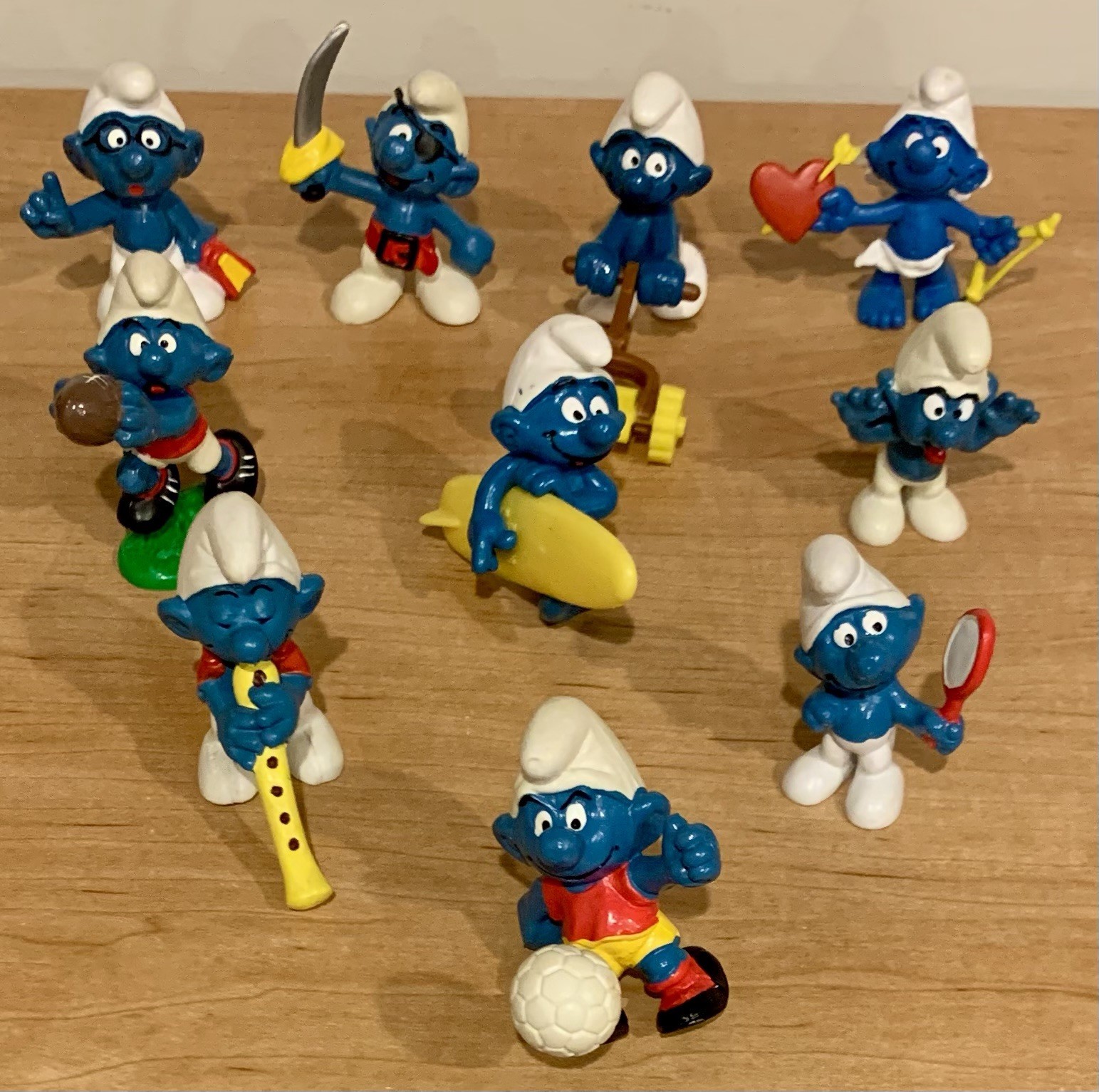 Lot Of 10 Vintage Smurf Figures 1970s 1980s PEYO SCHLEICH Figurines