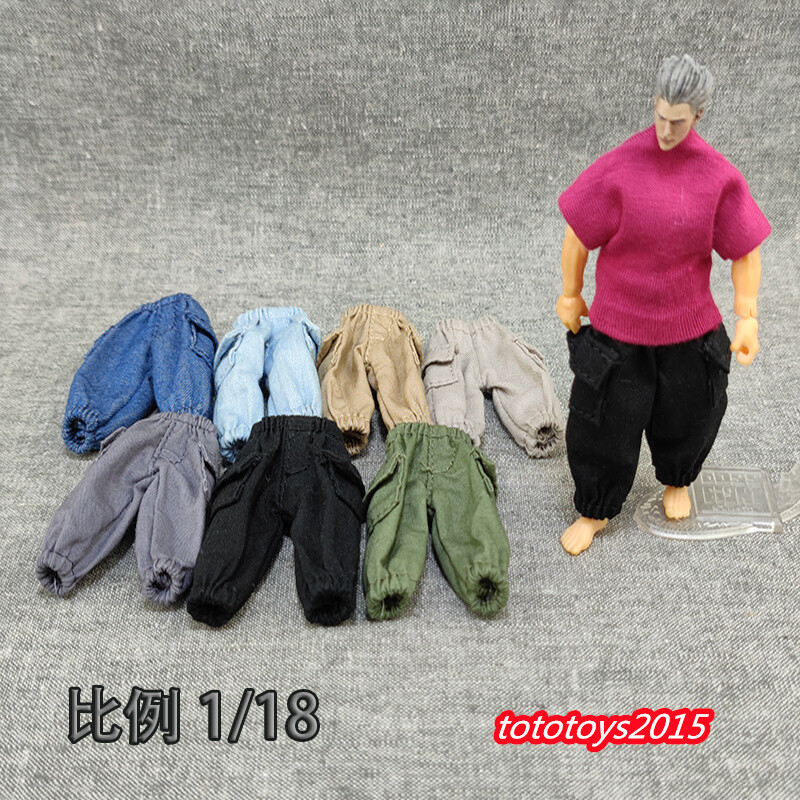 1:18 Casual Pants Trend Trousers Clothes Fit 3.75 ” Male Soldier Figure Body Toy