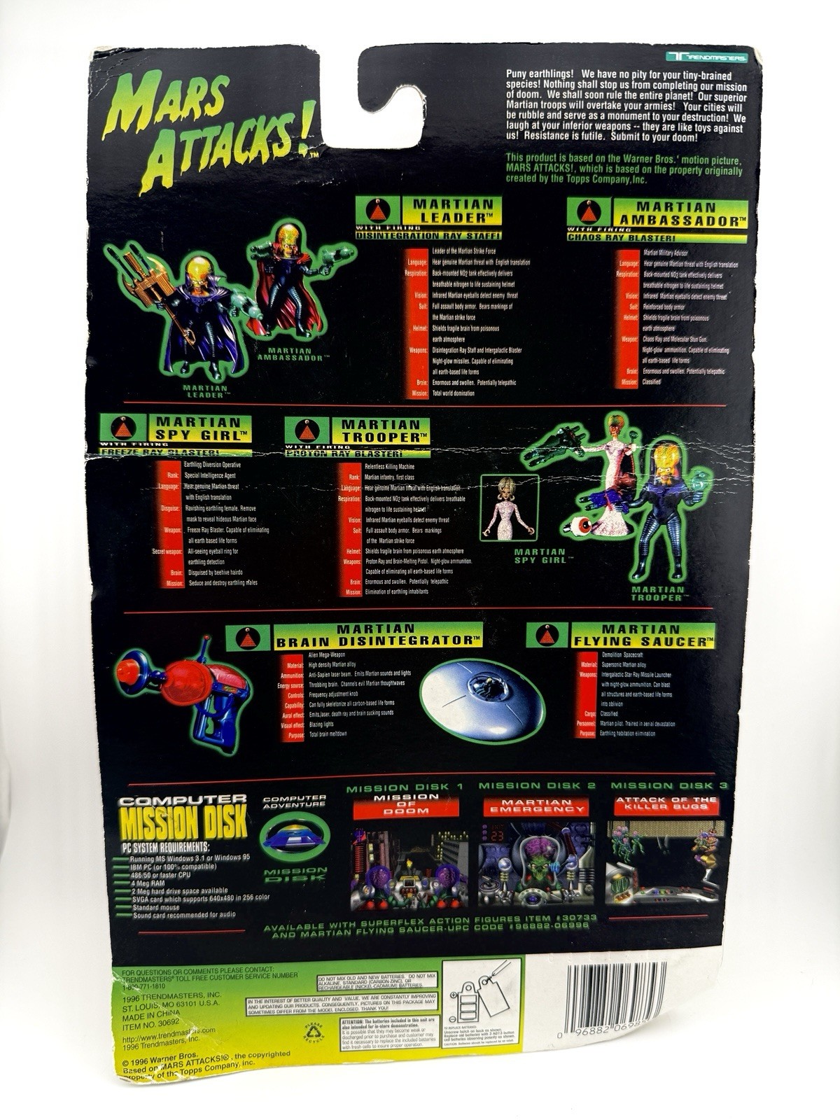 Trendmasters Mars Attacks Martian Spy Girl 30734 Action Figure 1996 Vtg Toy NEW