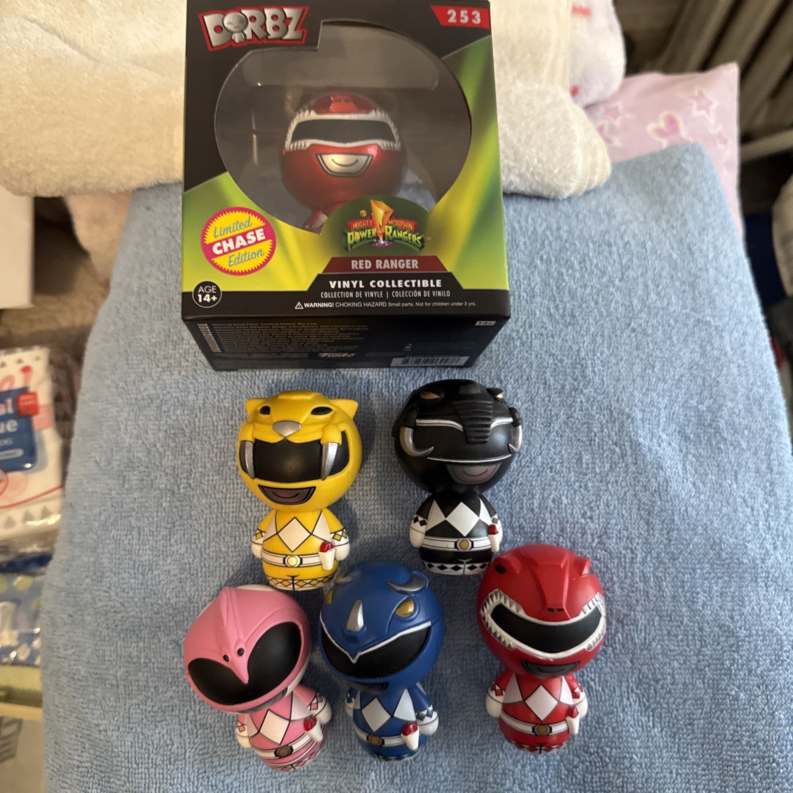Mighty Morphin Power Ranger Dorbz Set Red Black Pink Yellow Blue & Red Chase