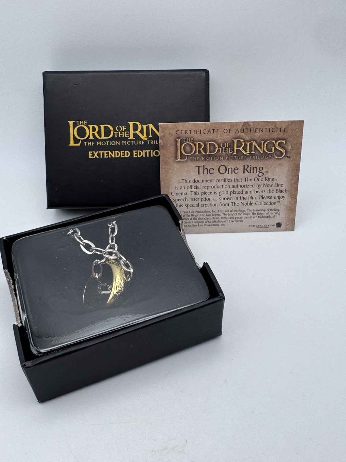 The Lord Of The Rings One Ring Noble Collection With Chain 2011 Gold Plated