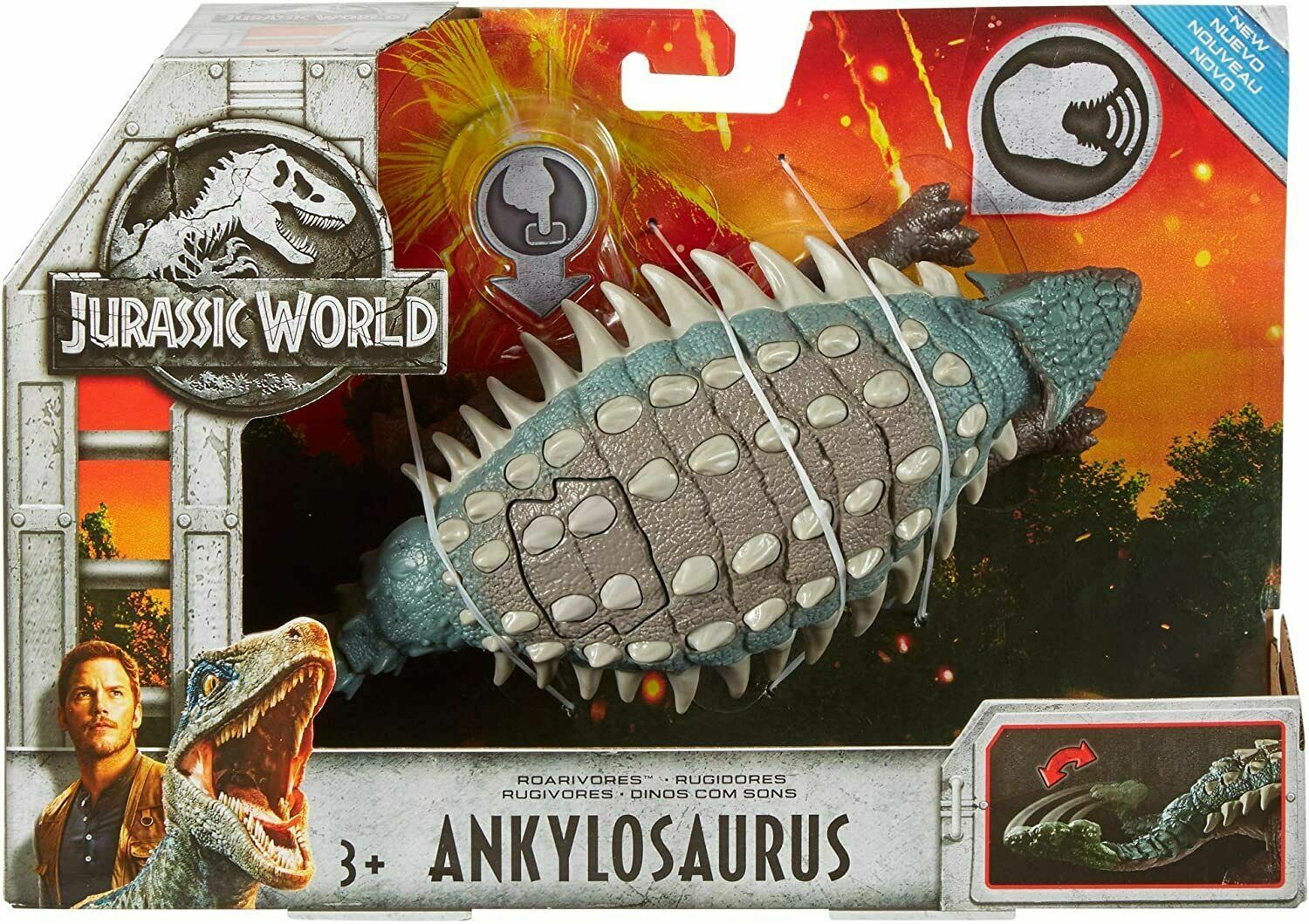 NEW Jurassic World Fallen Kingdom Roarivores Ankylosaurus Retired 1st Series HTF