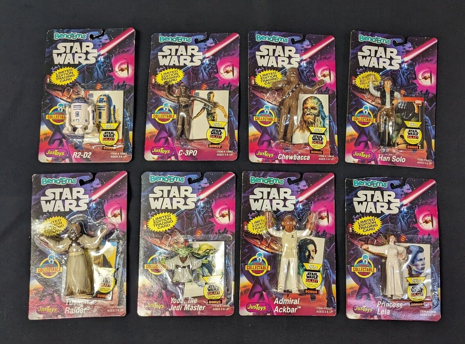 1994 JusToys Star Wars Bend-ems with Star Wars Galaxy Cards Lot of 8 Figures