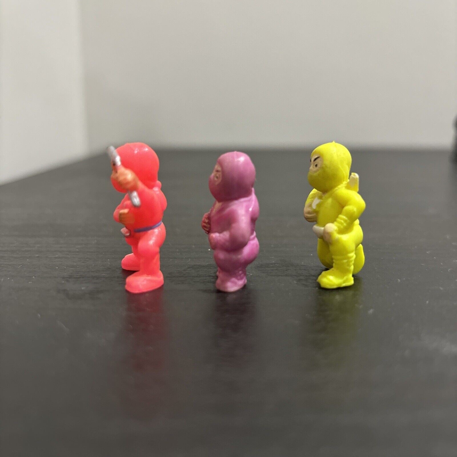 Lot of 3 Pocket Ninja Toys Action Figures 1 Inch Tall Small Mini Vintage Used