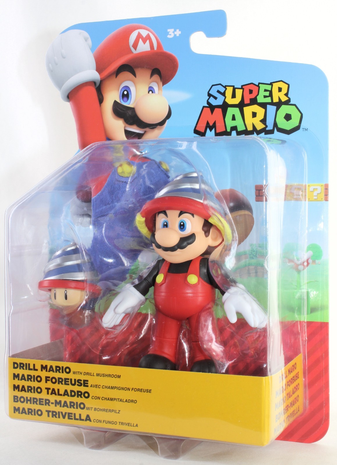 Super Mario 4-inch Action Figure Drill Mario with Drill Mushroom