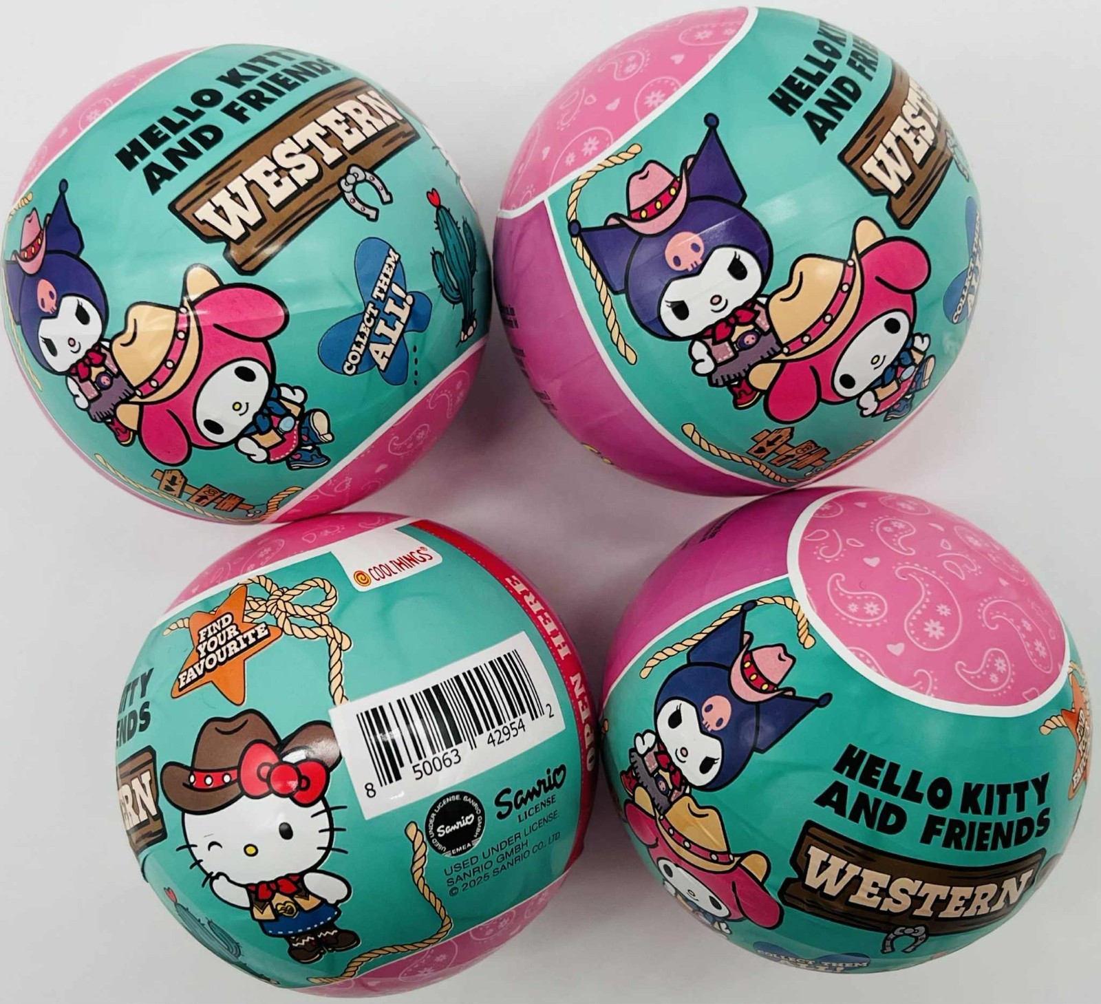 4x Hello Kitty Kuromi Western Blind Ball Figure New Official Exclusive Sealed