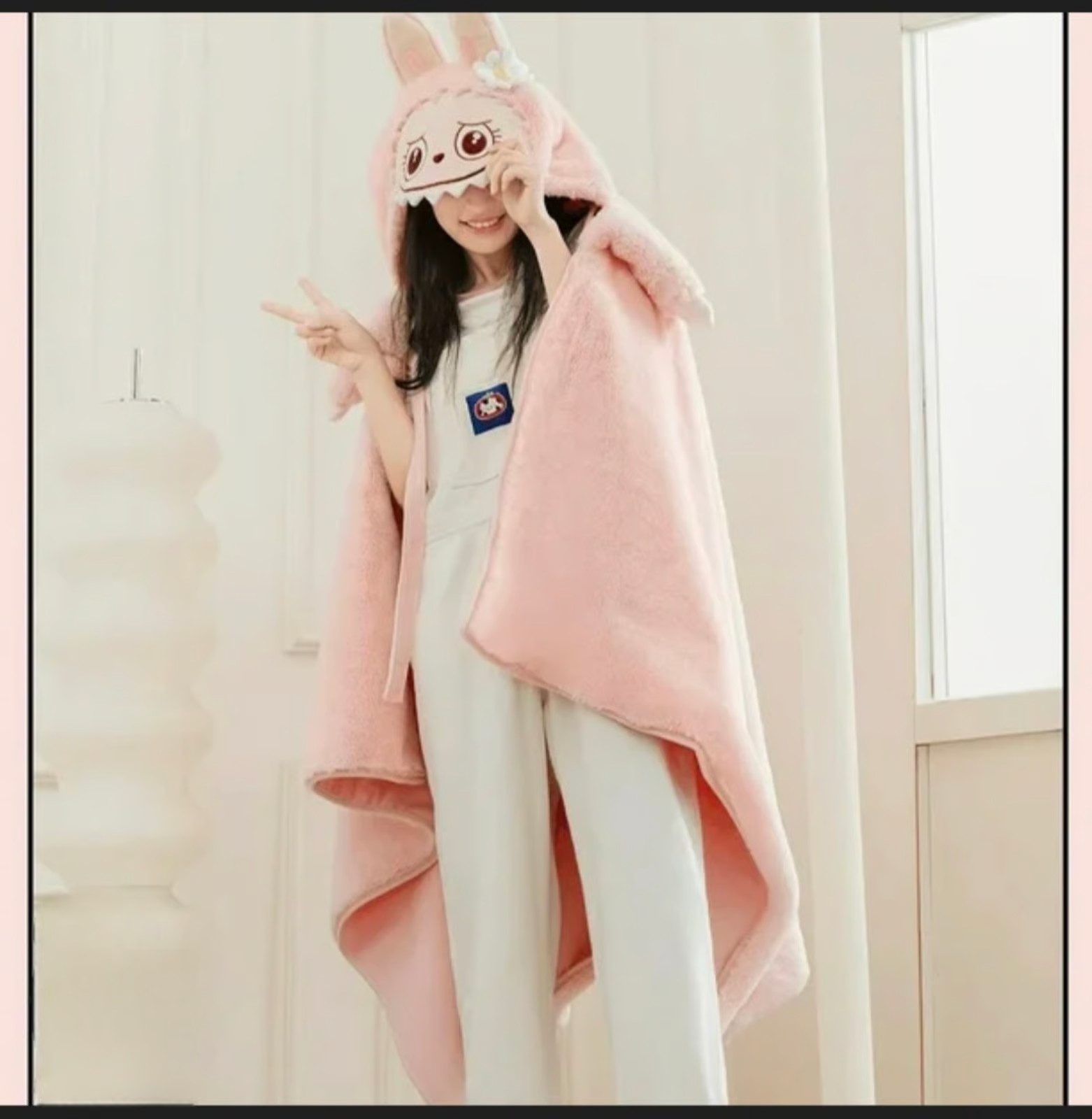 Authentic Pop Mart Pink Mokoko Hooded Blanket – Pop Land Exclusive – NEW