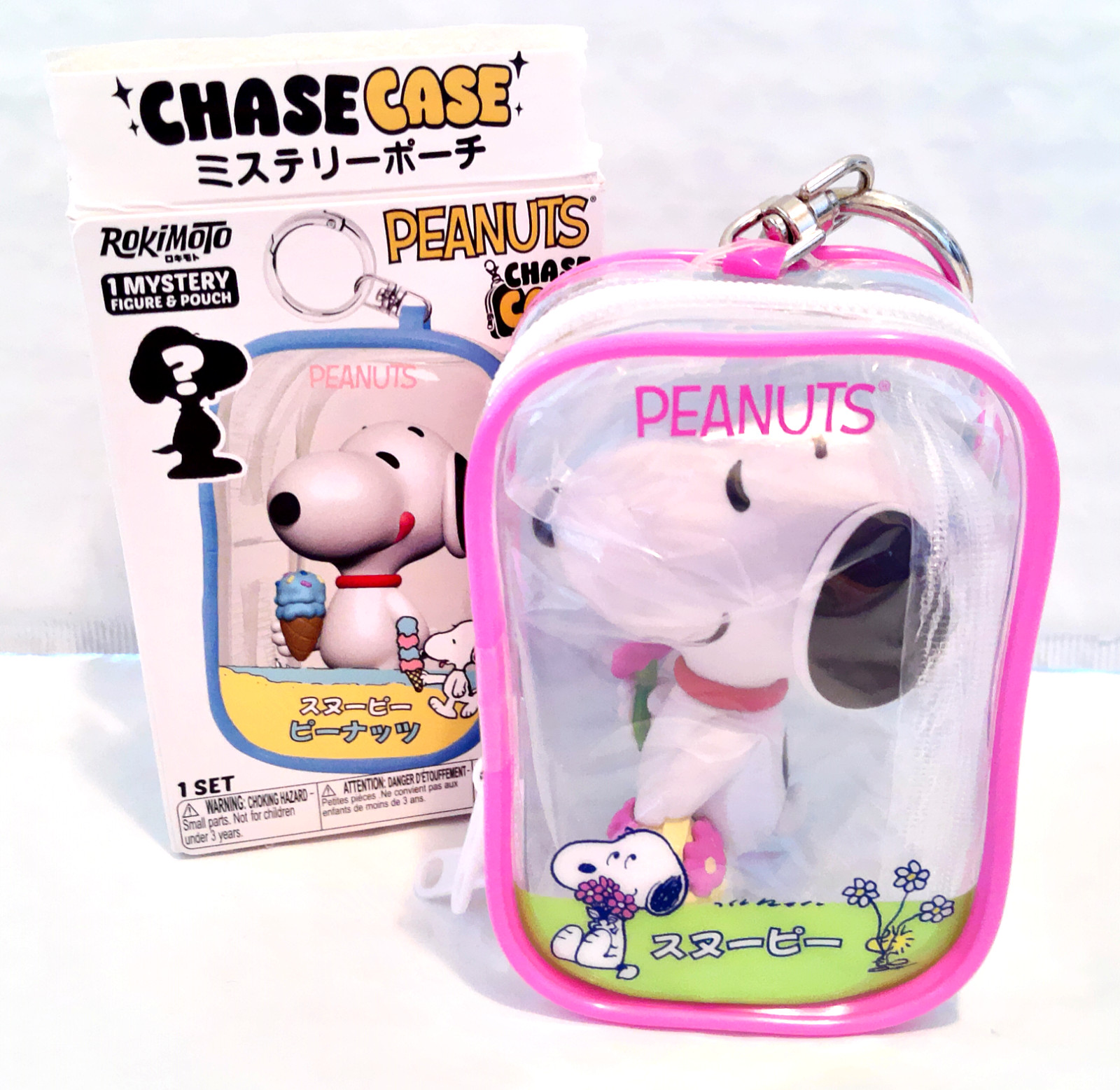 Rokimoto Peanuts Chase Case Snoopy Figure & Flower Pouch 1/6 Keychain –READ–