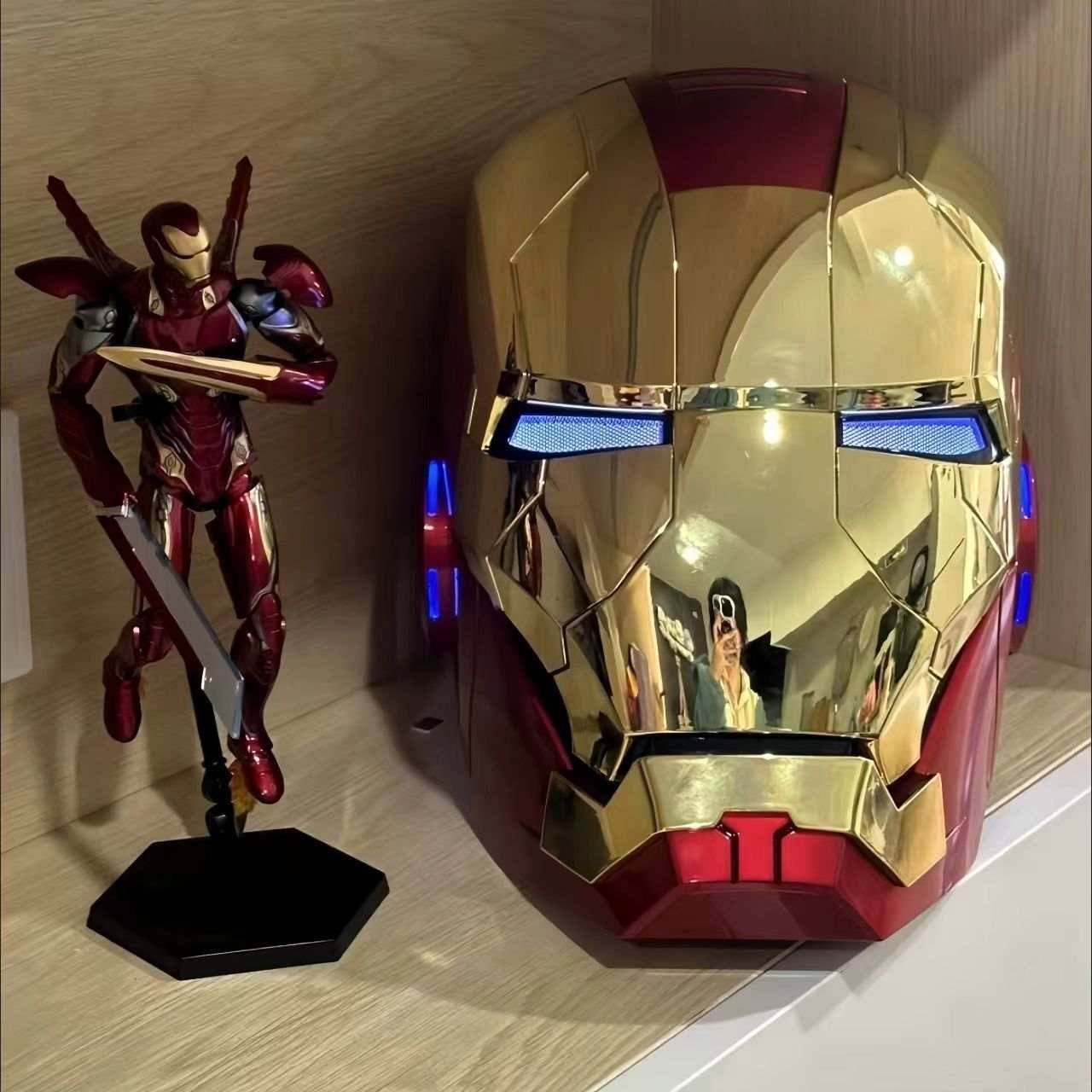 Iron Man MK5 Voice Control Helmet Wearable Cosplay Mask LED Jarvis Auto Open